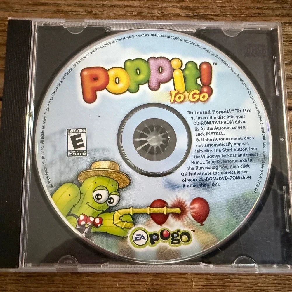Y2K 2004 Electronic Arts Pogo Poppit To Go PC CD ROM Puzzle Game Disc Jewel Case